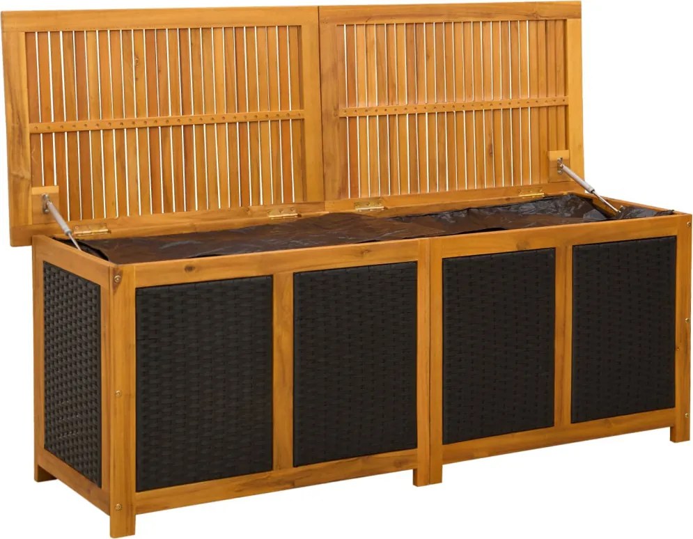 vidaXL Kerti Tároló Doboz 243 L Tömör Akácfa 150 x 50 x 56 cm Fekete