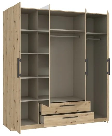 MARO gardróbszekrény tükörrel 200x213 cm artisan tölgy