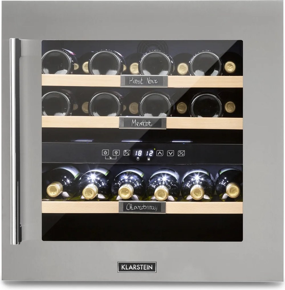 Klarstein Vinsider 36, borhűtő, 94 liter, 5-22°C, 2 zóna, rozsdamentes acél