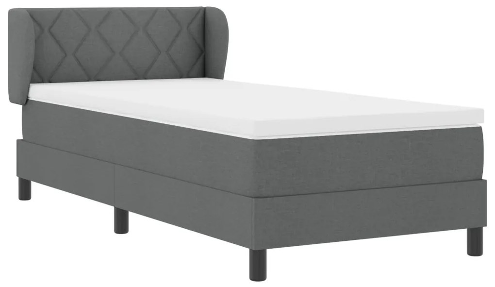 Boxspring Ágy Mattal Sötétszürke 90x190 cm Szövet