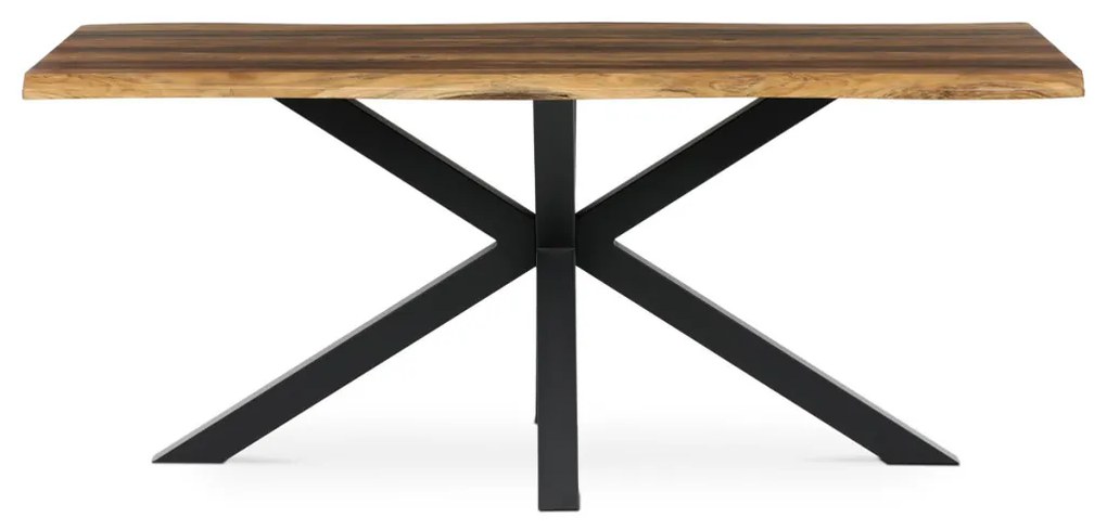 Masă de sufragerie, 180x90x75 cm, blat MDF, decor lemn învechit, picioare metalice in forma de stea