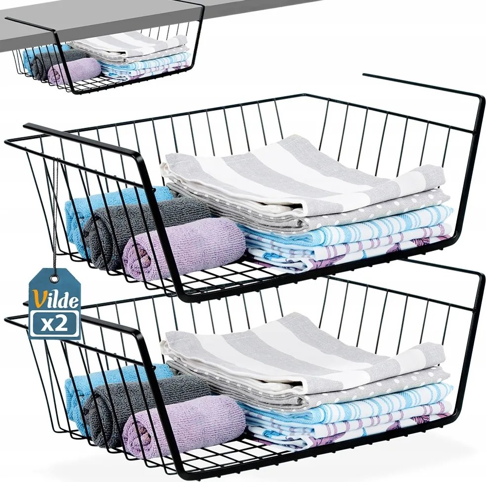 2x Függesztett Kosár polc alá szekrény rendszerező konyhai polc fém