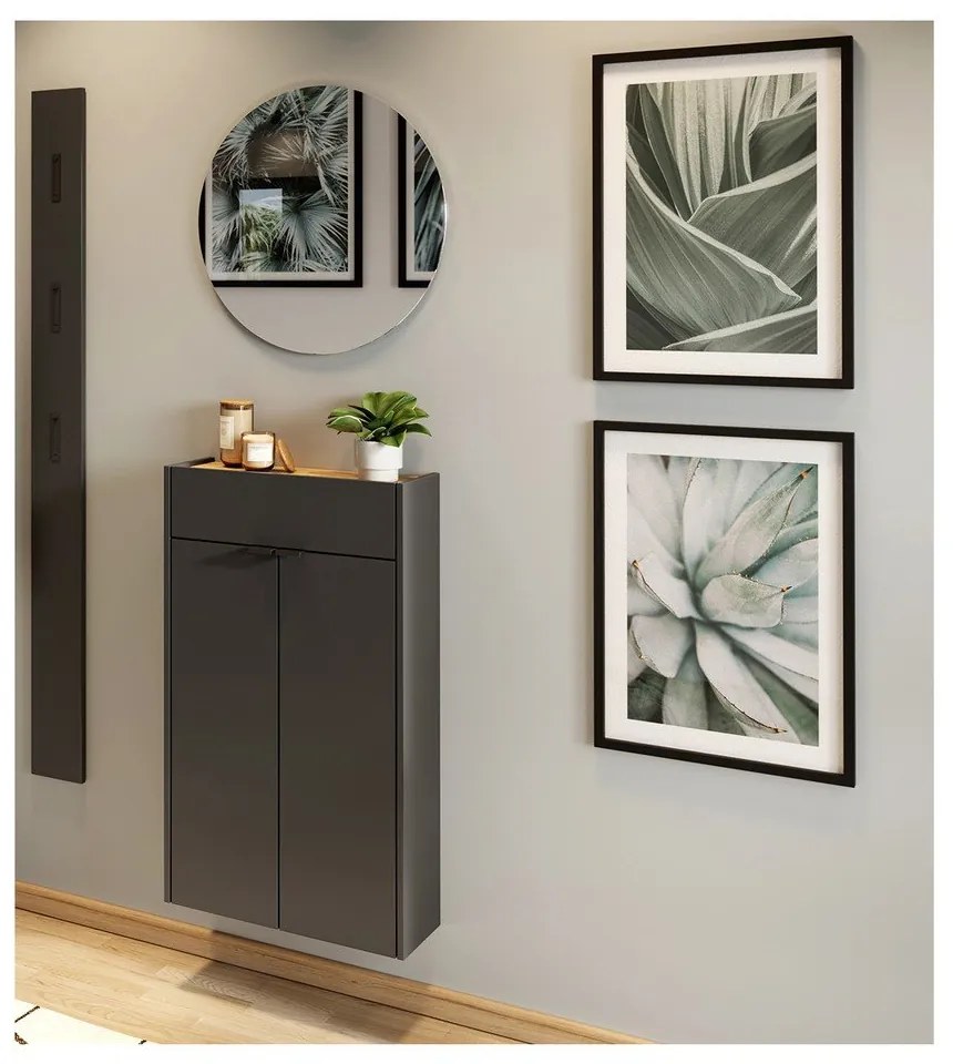 Antracitszürke-natúr színű előszoba bútor Ameca – Germania