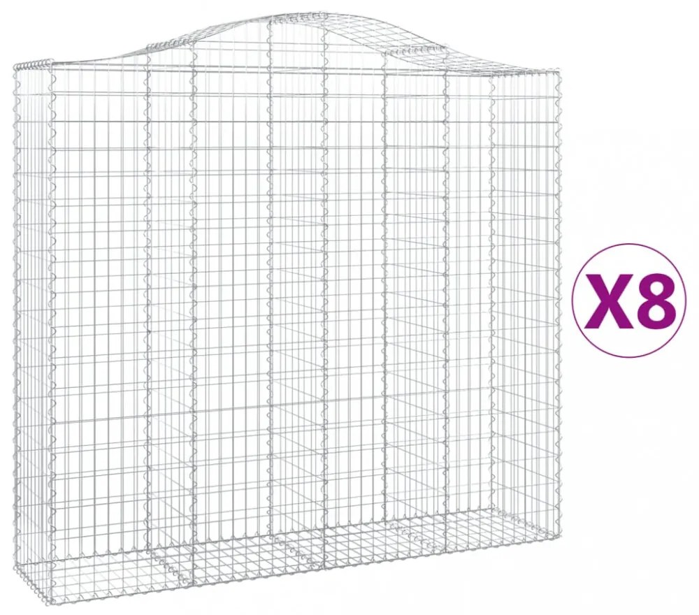 8 db íves horganyzott vas gabion kosár 200x50x180/200 cm