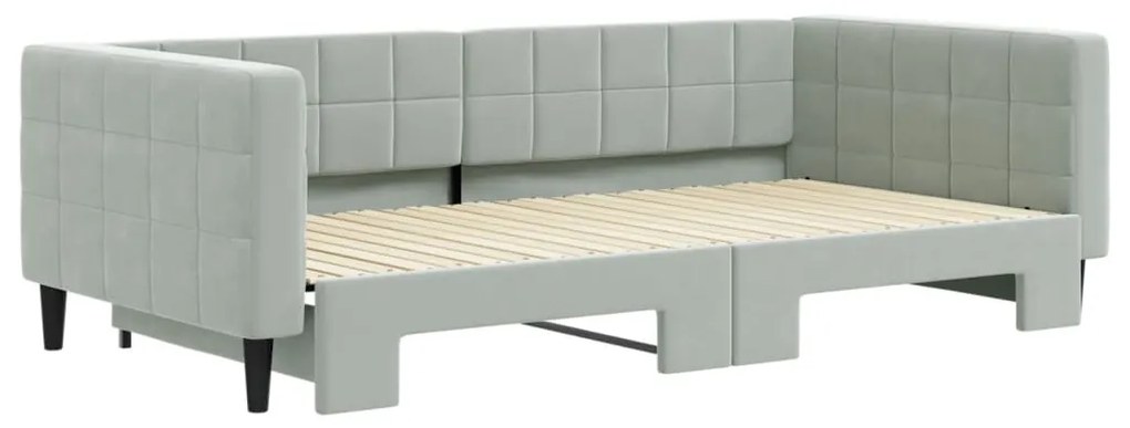 világosszürke kihúzható bársony heverő 100 x 200 cm