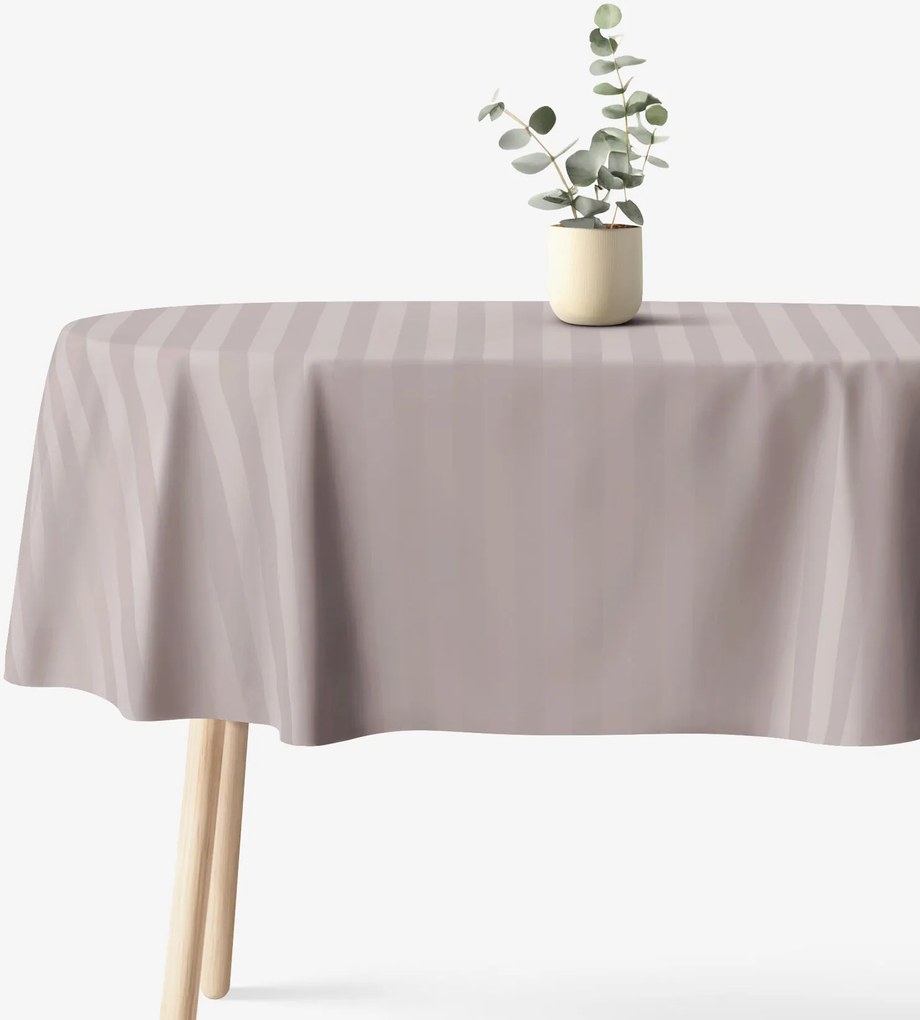 Goldea ovális ünnepi damaszt terítő - szürkésbarna csíkos 120 x 180 cm