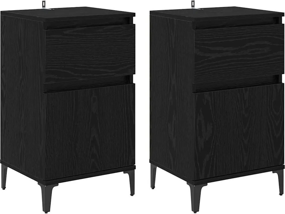 vidaXL Éjjeliszekrény 2 pcs Fekete tölgy 40 x 35 x 70 cm Faanyag