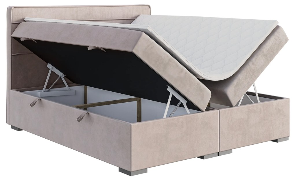 Egyszemélyes ágy Boxspring 120 cm Benio (világos lila) (matraccal és tárolóhellyel). 1043349