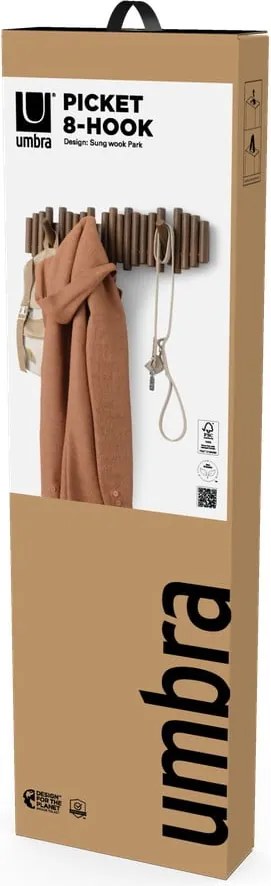 Sötétbarna borovi fenyő fali fogas 61 cm Picket – Umbra