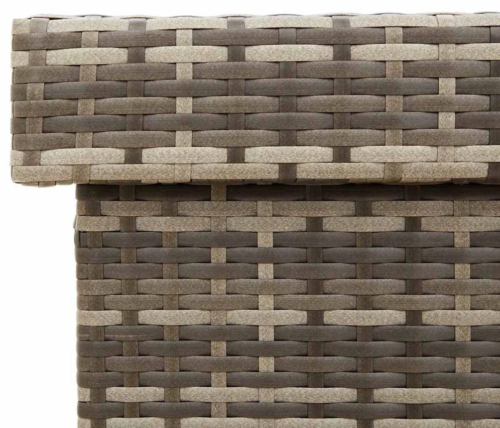 szürke polyrattan kerti tárolóláda kerekekkel 110x55x73 cm