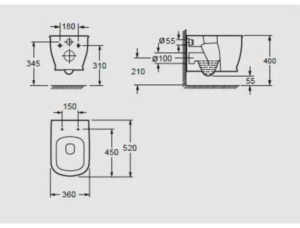 AREZZO design CHARLTON Rimless függesztett wc AR-401