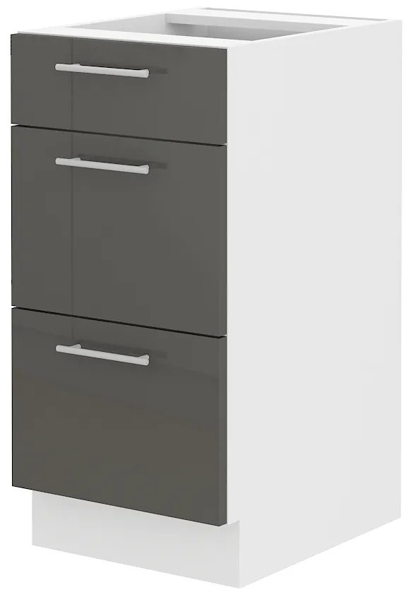 Alsó konyhaszekrény Lavera 40 D 3S BB QUADRO (fehér + fényes szürke). 1032410