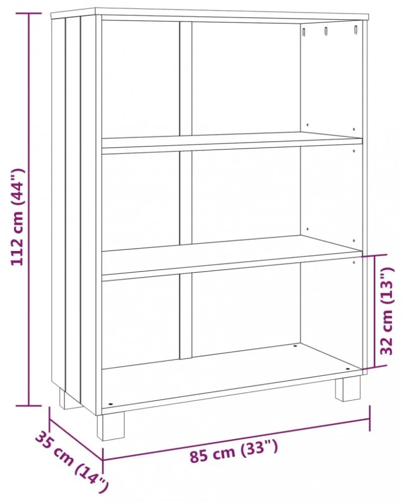HAMAR sötétszürke tömör fenyőfa könyvszekrény 85 x 35 x 112 cm