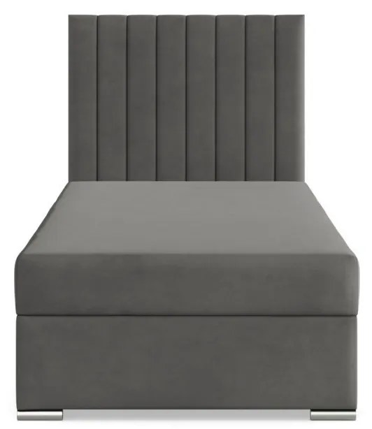 Agen egyszemélyes ágy, bársony, ágyneműtartóval, sötétszürke