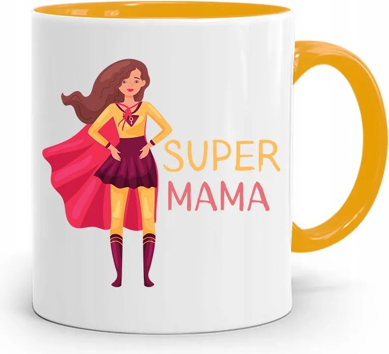 Sárga Bögre Ajándék Szuper Anyukáknak fényképes nyomtatással