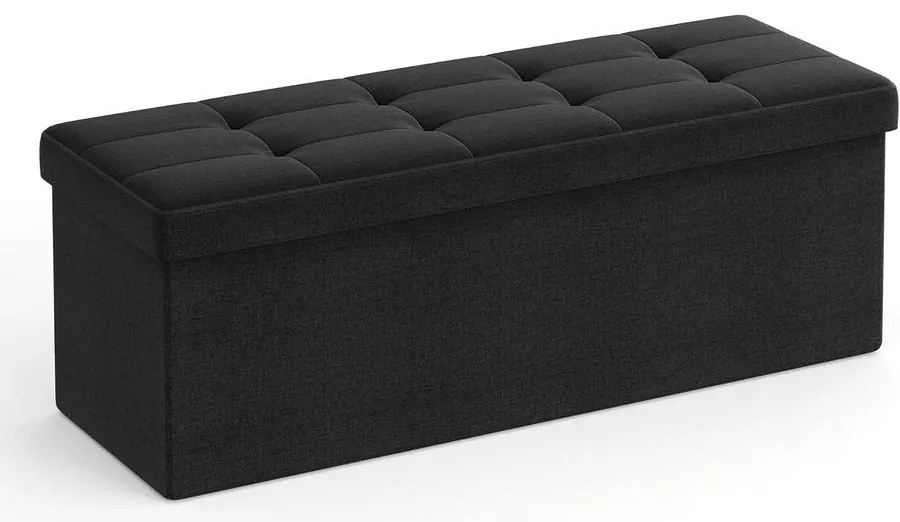 SONGMICS tárolós ülőke – összecsukható pad, 38 × 110 × 38 cm, tinta­fekete színben