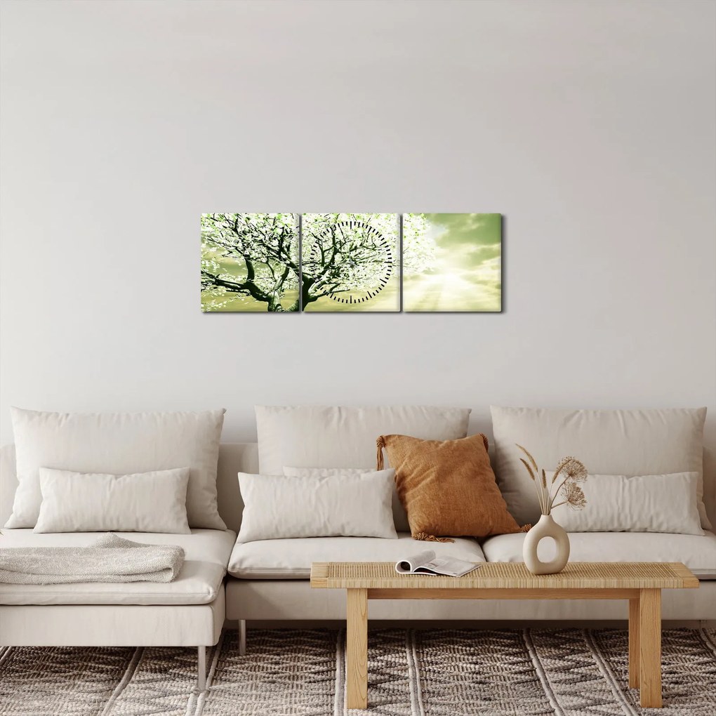 Virágzó fa képe (órával) (90x30 cm)