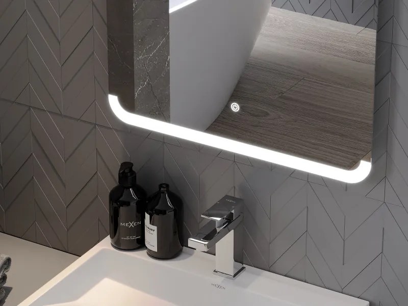 Mexen Nida, LED fürdoszobai tükör háttérvilágítással 120x80 cm, 6000K, páramentes, 9806-120-080-611-00