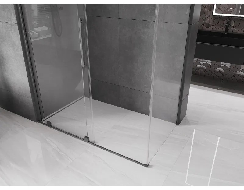 Mexen Velar, tolóajtós zuhanykabin 150 x 90 cm, 8 mm átlátszó üveg, polírozott grafit, 871-150-090-01-95
