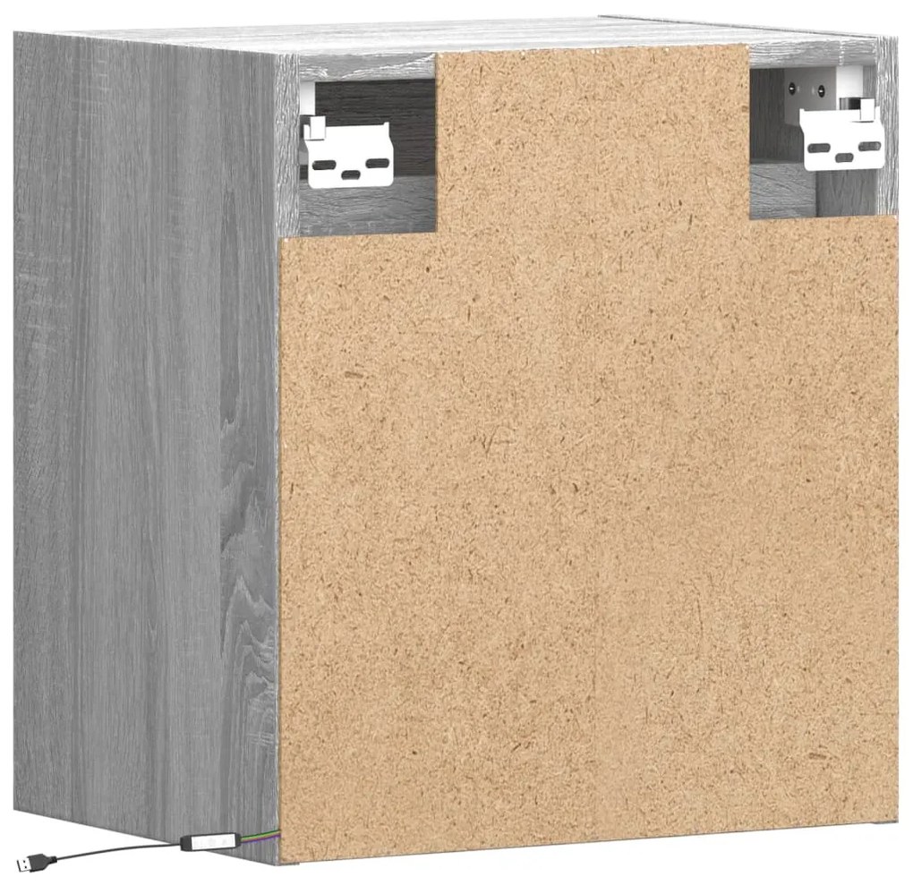 2 db szürke sonoma fali TV-szekrény LED-ekkel 41 x 31 x 45 cm