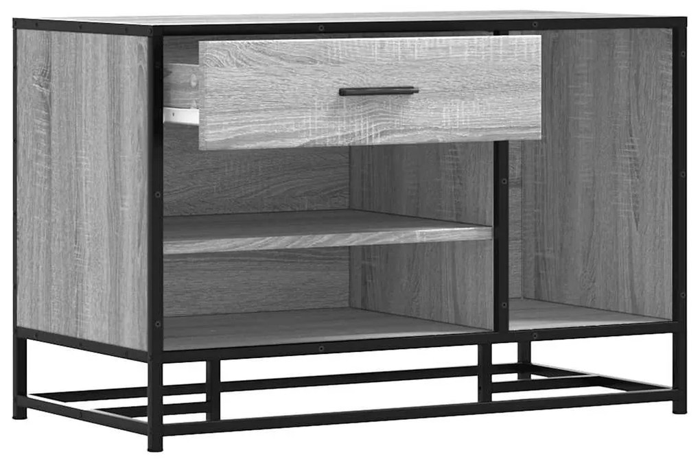 cipőpad szürke Sonoma 80x40x53,5 cm Gépi fa és fém