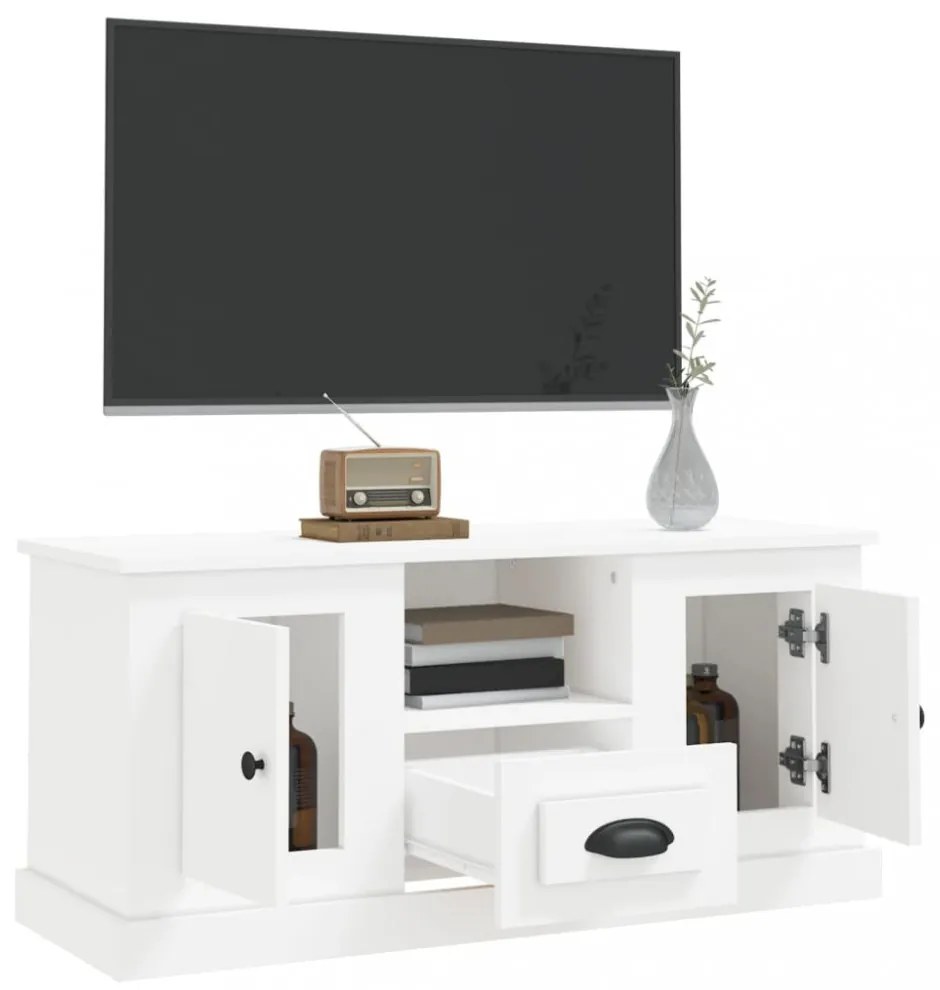 fehér szerelt fa TV-szekrény 100x35,5x45 cm