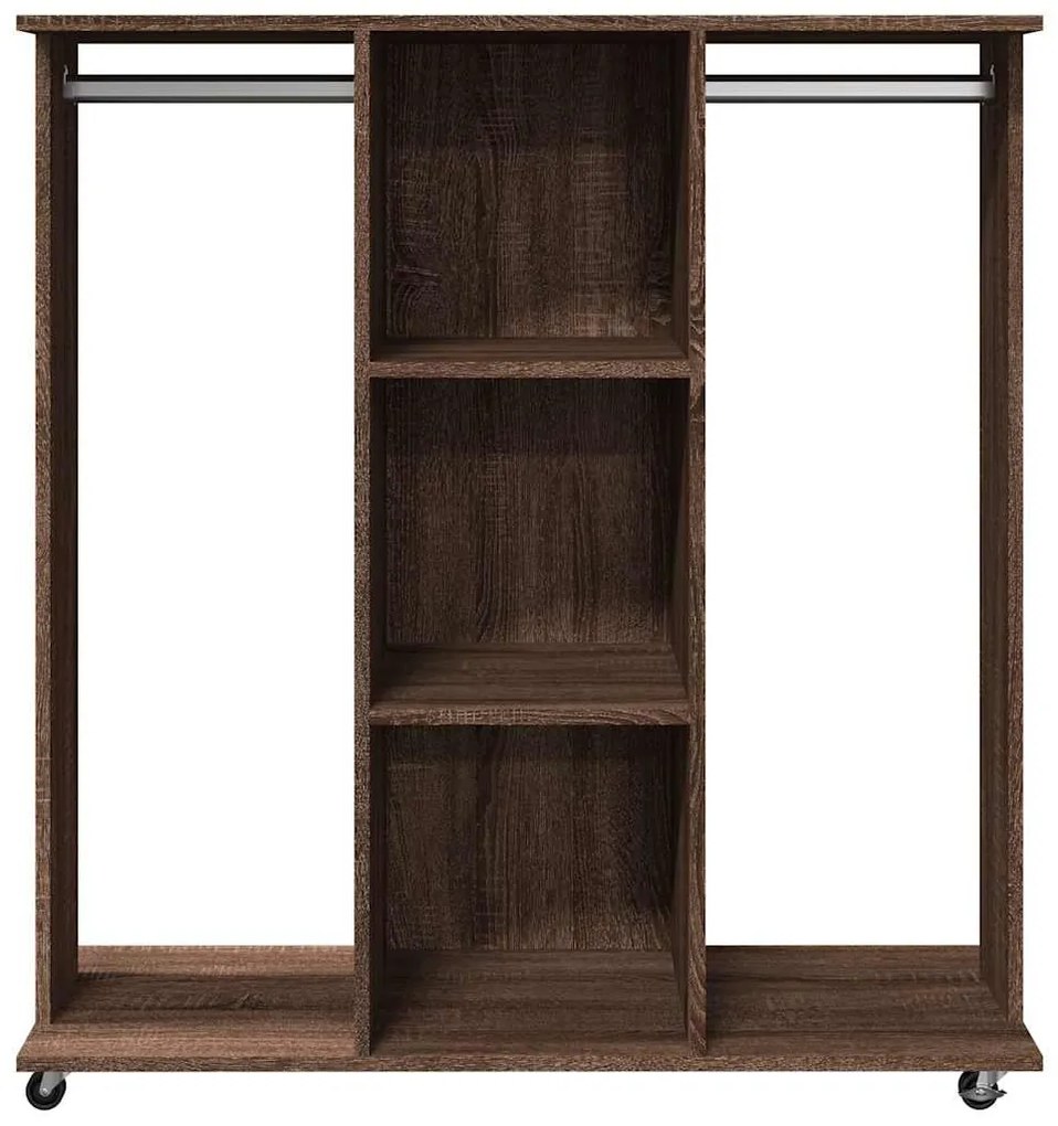 barna tölgy szerelt fa ruhásszekrény kerékkel 102 x 38 x 110 cm