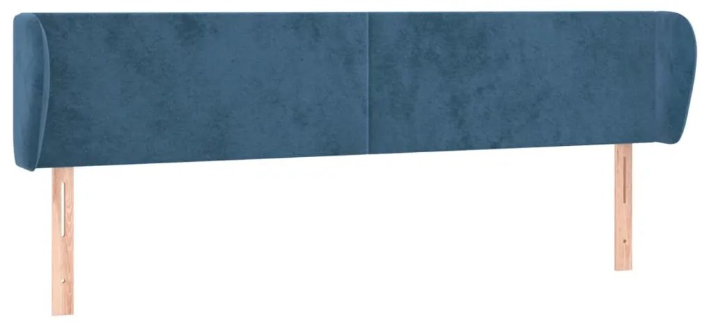 sötétkék bársony fejtámla 183x23x78/88 cm