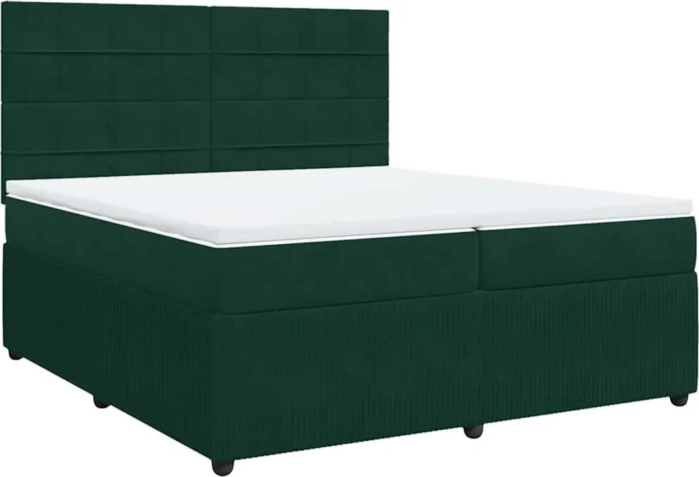vidaXL sötétzöld bársony rugós ágy matraccal 200x200 cm