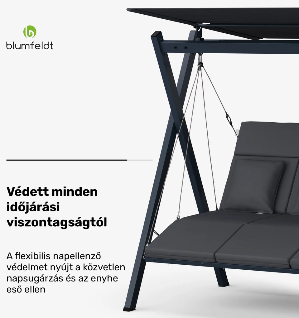 Blumfeldt FlexiSwing, hollywoodi hinta, 3 üléses, állítható háttámla, napellenző, időjárásálló