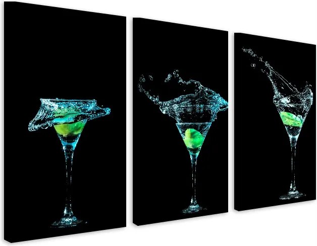 Vászonkép nappaliba Martini triptichon falra lime 60x120