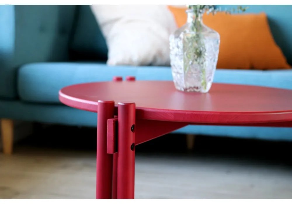 Piros borovi fenyő kerek dohányzóasztal ø 60 cm Sticks – Karup Design