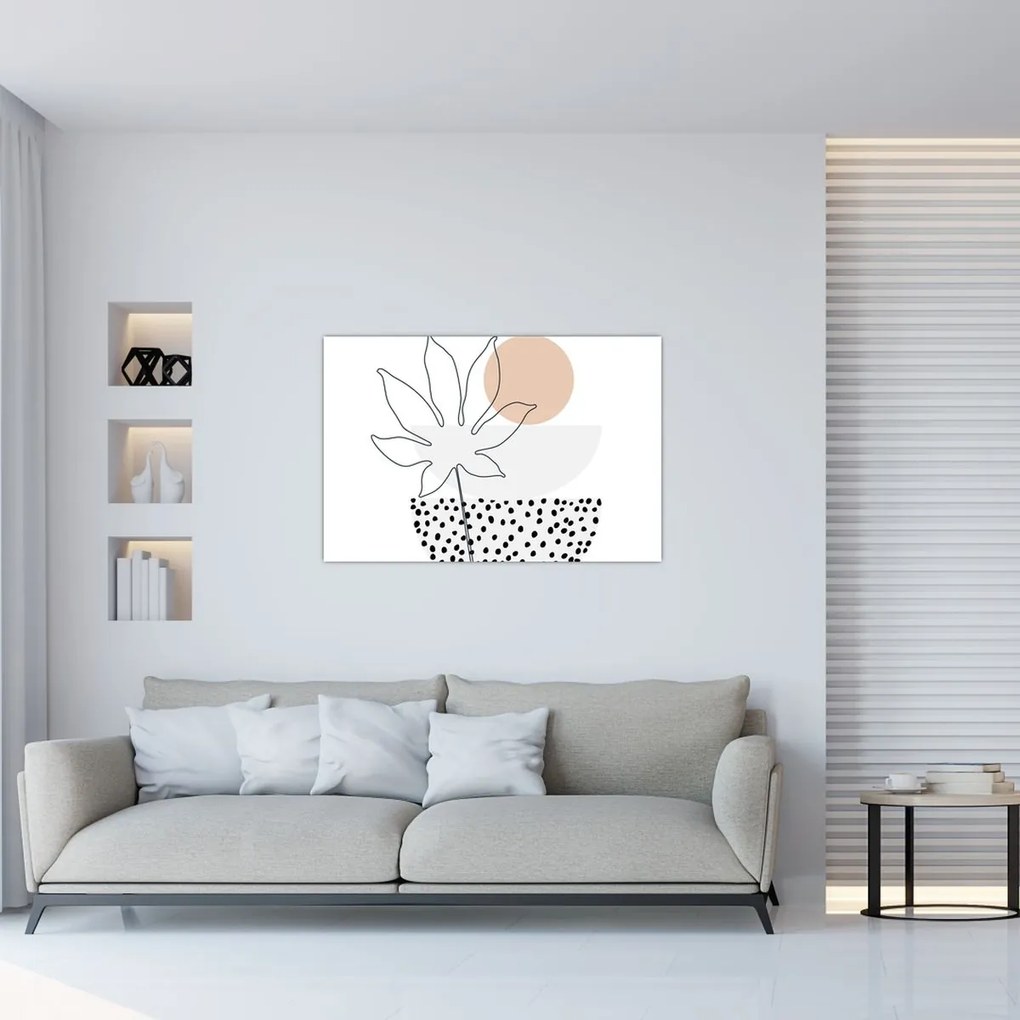 Kép - Vonal művészet virágok N⁰3 (90x60 cm)