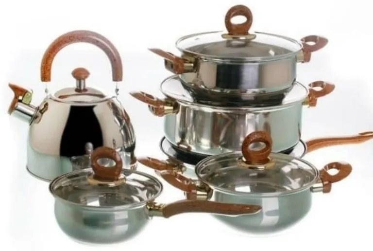 12 részes inox edénykészlet teáskannával G012