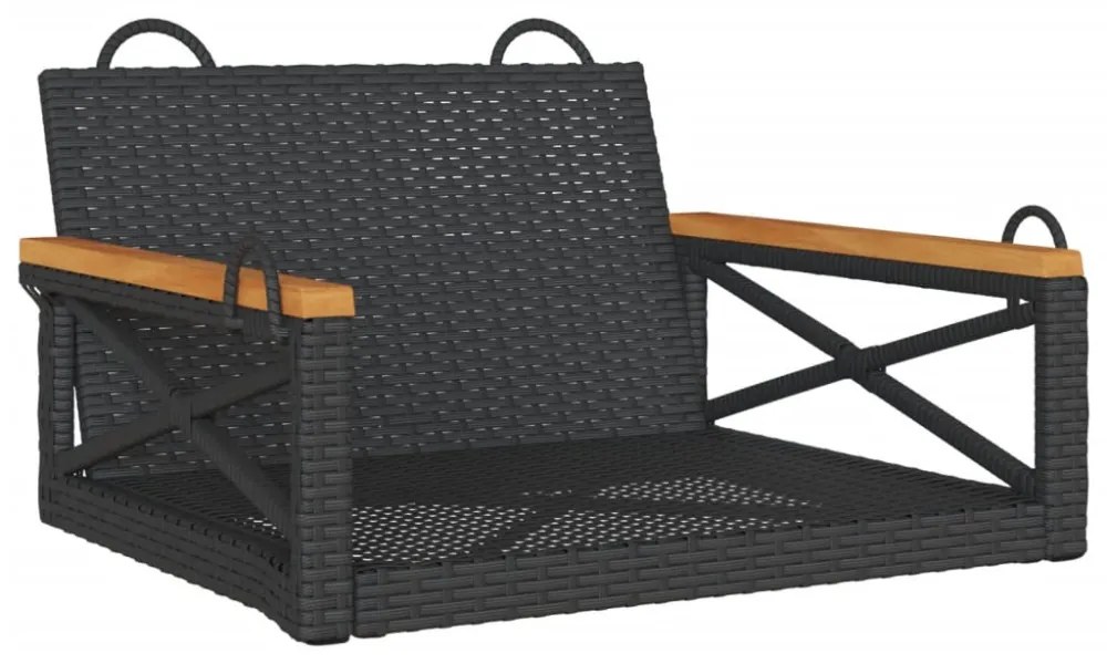 fekete polyrattan hintapad 63 x 62 x 40 cm