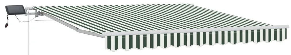 Kézi behúzható napellenző LED-del Zöld és Fehér 300x250 cm