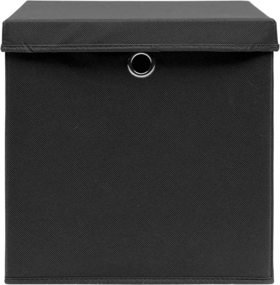 4 db fekete szövet tárolódoboz fedéllel 32 x 32 x 32 cm