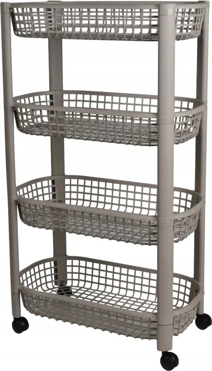 Mobil tárolókocsi, 4 polccal, barna, 46,5x26x78,8cm