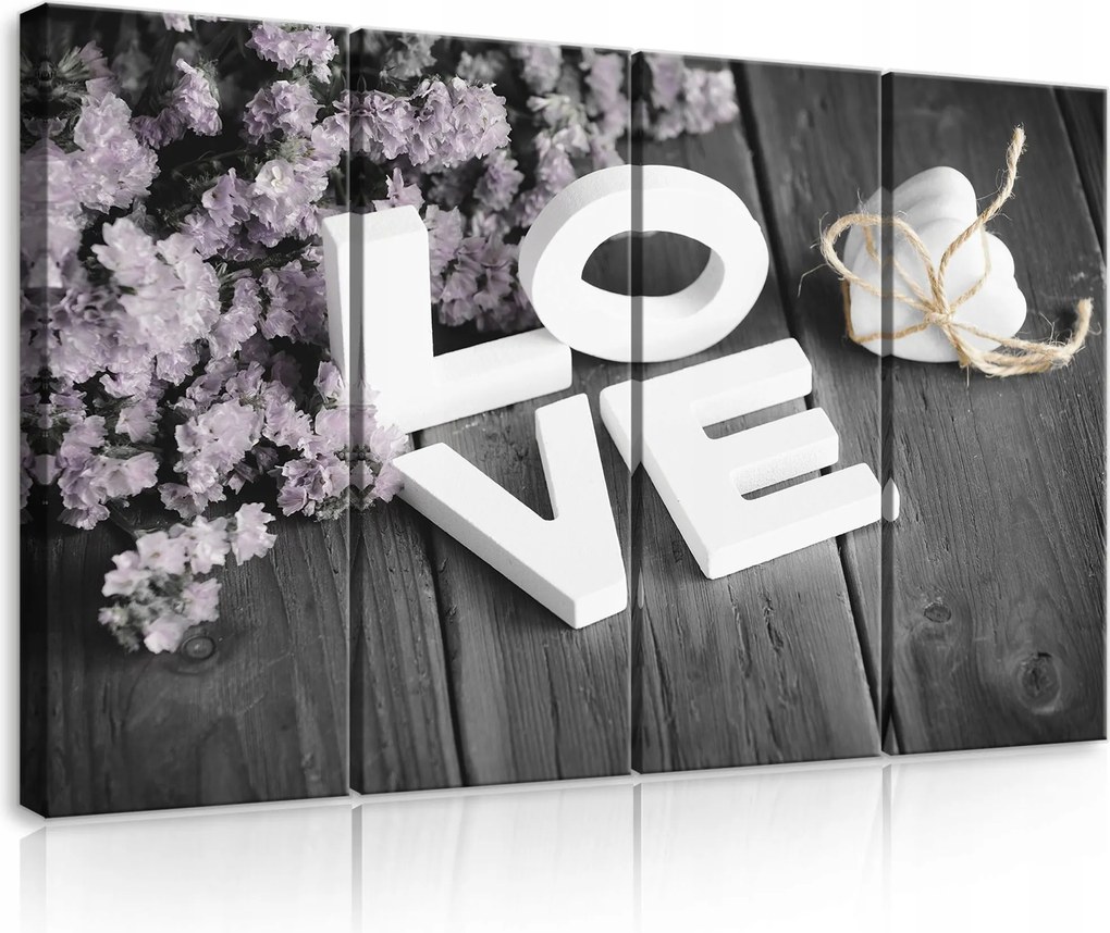 Vászonkép 120x80 Szerelem Love szívek virágok finomság romantika lila ajándék