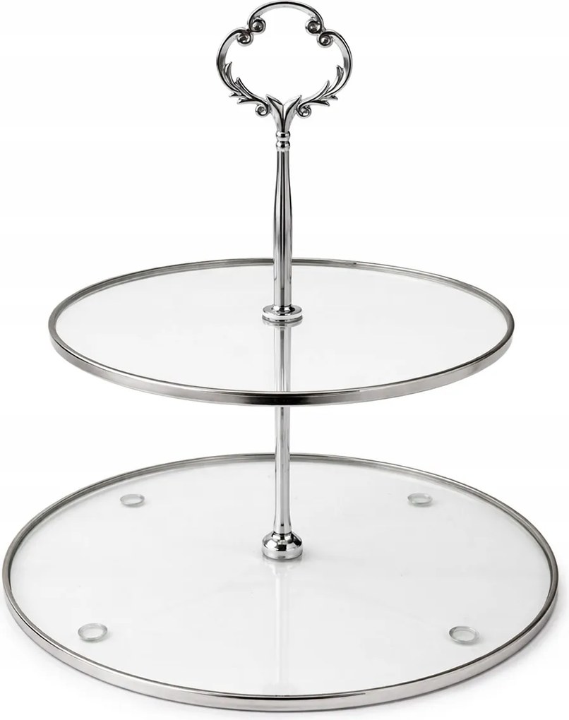 Patera Üveg 2 szintes Vera Ezüst tortadísz 25cm