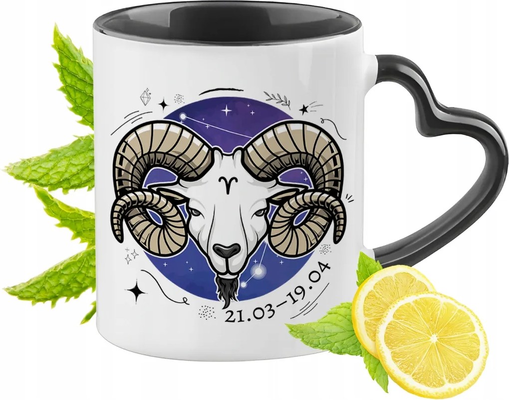 Zodiákus jelek Horoszkóp Bögre Fekete Szív alakú Füllel Ajándék