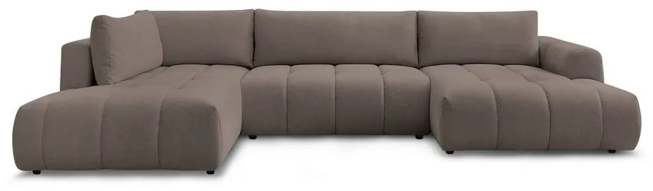 Szürkésbarna kinyitható-tárolóhelyes sarokkanapé (bal oldali-U alakú) Fuji – Bobochic Paris