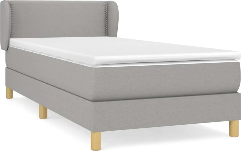 vidaXL világosszürke szövet rugós ágy matraccal 100 x 200 cm