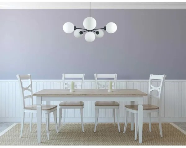 Csillár zsinóron KALIOPE 6xE14/50W/230V fekete/fehér