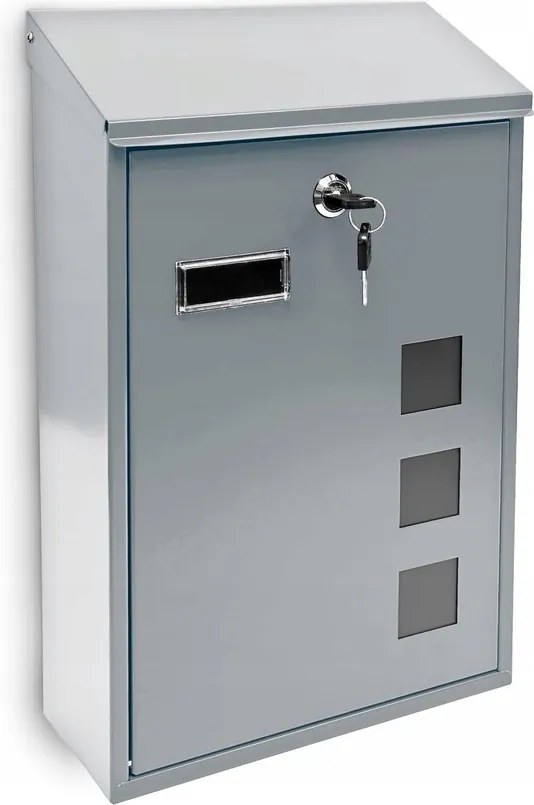 Levéltartó doboz 40 x 25 x 10 cm Ezüst Relaxdays