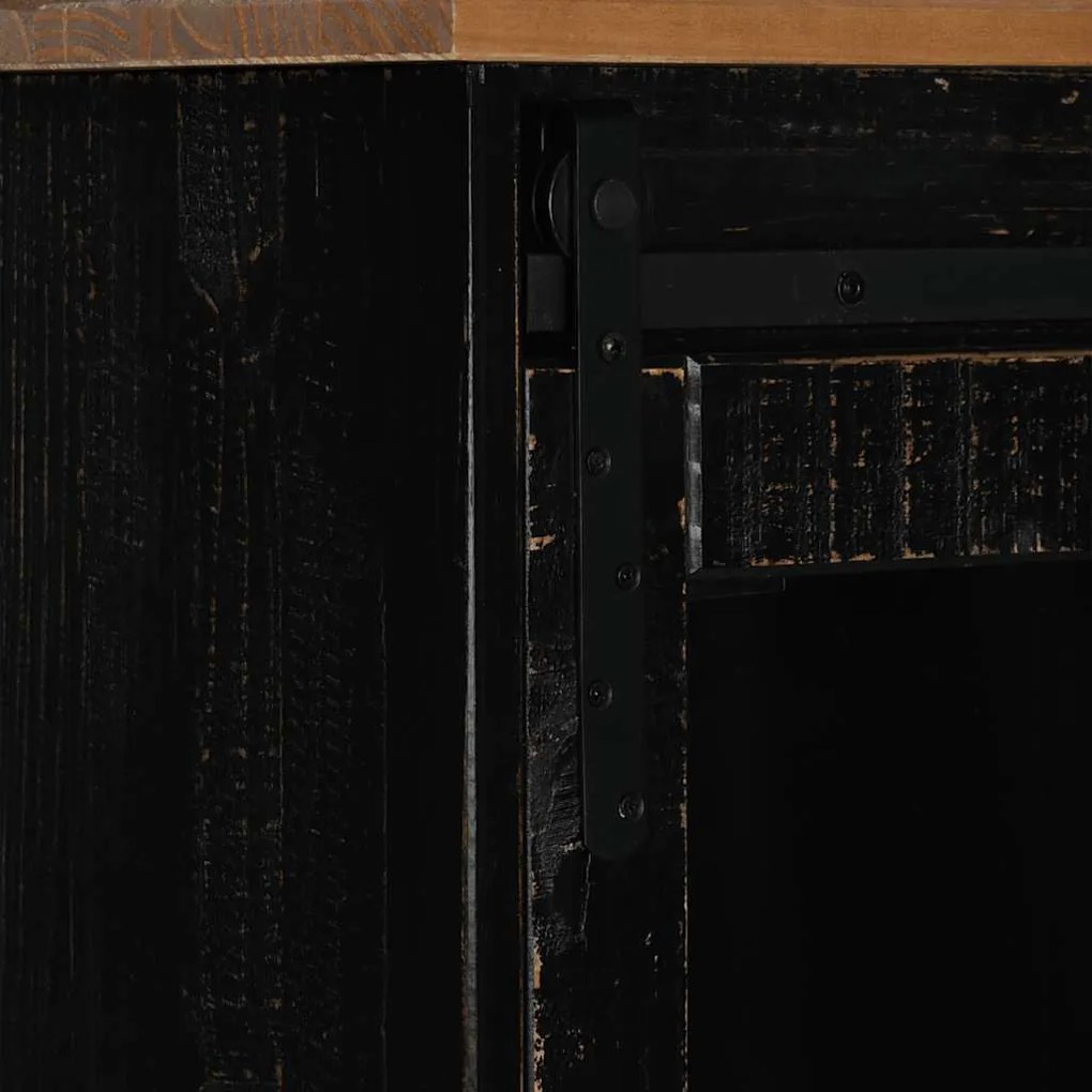 HALDEN fekete tömör fa komód 2 tolóajtóval 112x40x80 cm