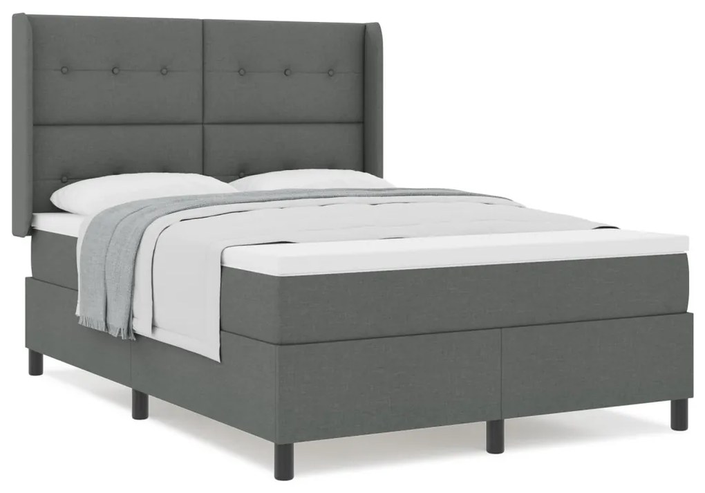 Boxspring Ágy Matrac nélkül Sötétszürke 160x200 cm Szövet