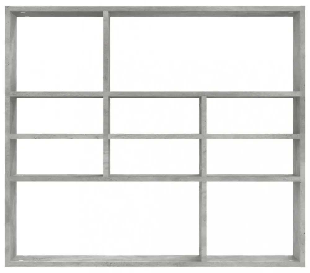 betonszürke szerelt fa fali polc 90 x 16 x 78 cm