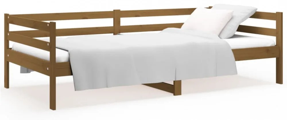 mézbarna tömör fenyőfa kanapéágy 90 x 190 cm