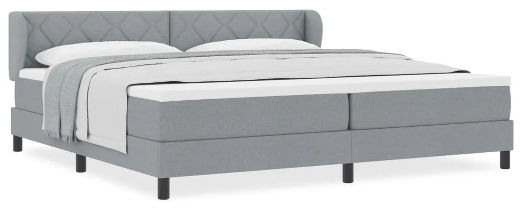 Boxspring Ágy Matrac nélkül Világosszürke 200x200 cm Szövet